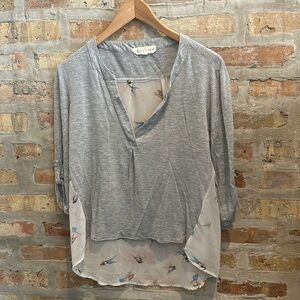 Lovestitch shear back bird print top